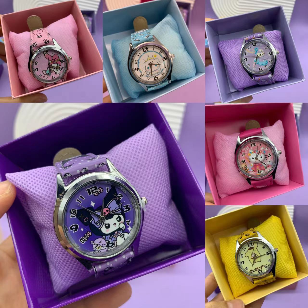 thumbnail image 3 of Reloj Sanrio, reloj de dibujos animados Kuromi, reloj con estampado de perro de orejas grandes, reloj con puntero de melodía, regalo, 3 of 5