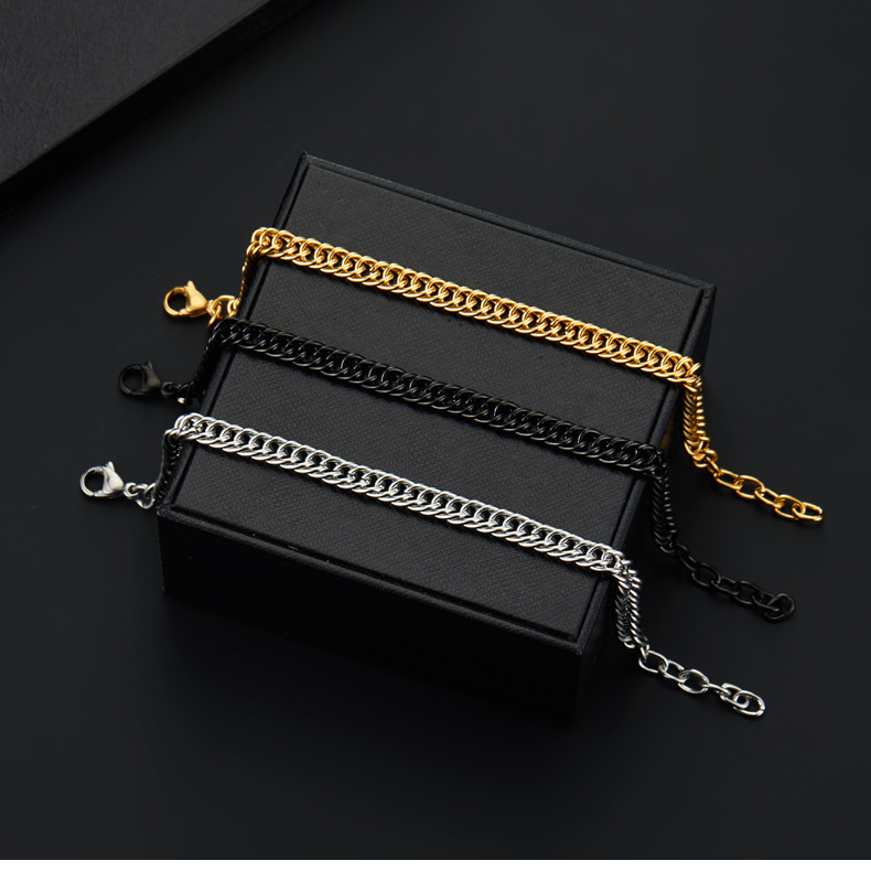 14g Weight Bracelets Classification 304 Stainless Steel Chain Material 1 Piece Quantity Holiday, Daily, Street Occasion 304 Stainless Steel Material Geometric Pattern Men's Gender Plating Design Punk Style Punk Geometric 304 Stainless Steel Plating Men's Bracelets Men's Chain Bracelets 9