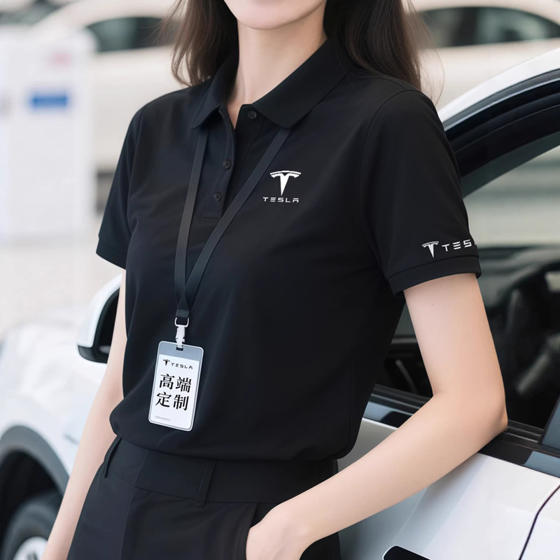 Summer Polo Shirt Custom Workwear for Summer Corporate Groups, 4S Store Auto Repair Workwear, Short-Sleeve T-Shirt with Logo Print, Black