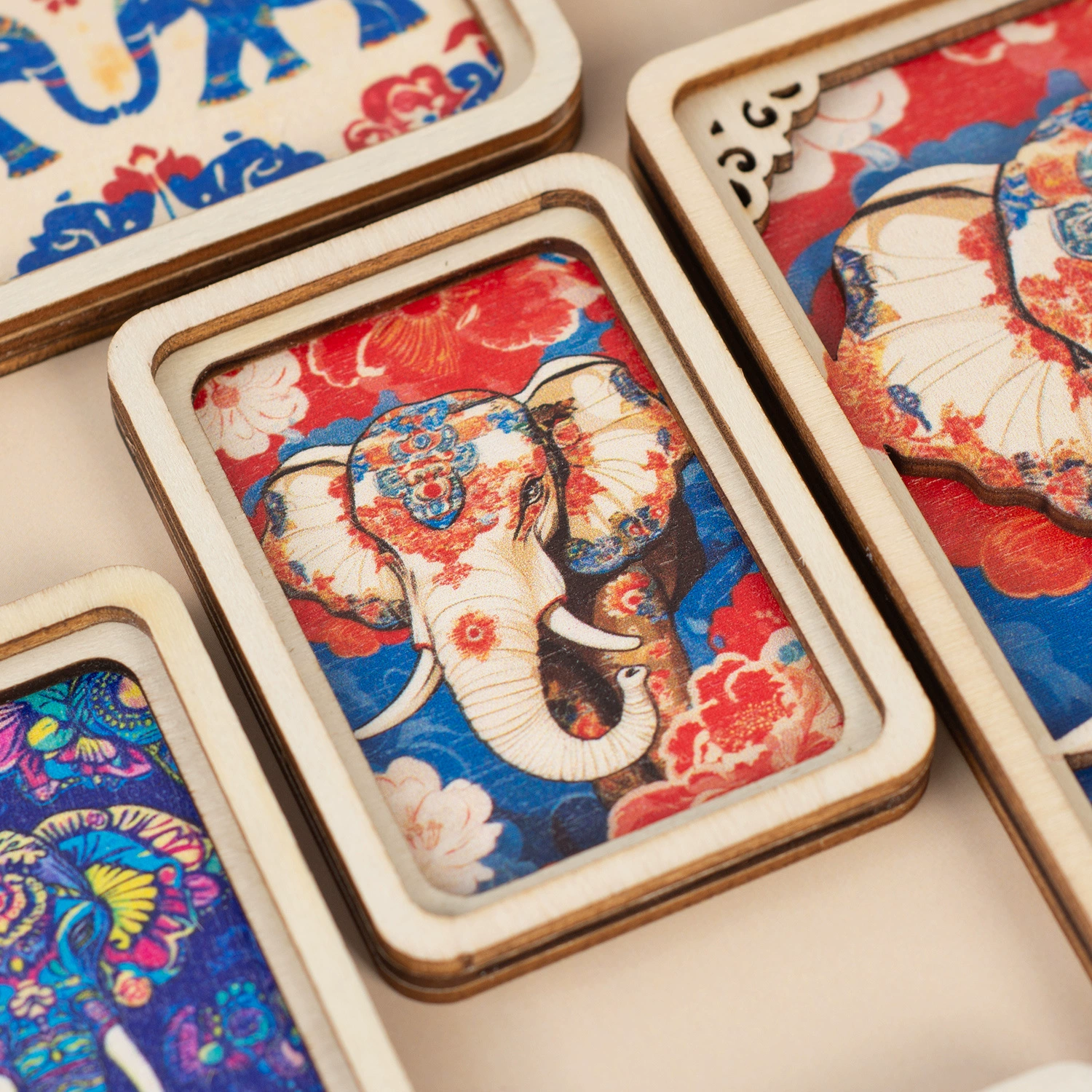 Деревянный магнит на холодильник слон мультфильм цветная печать путешествия сувенир город Юньнань популярный привлекатель многослойный стерео дизайн