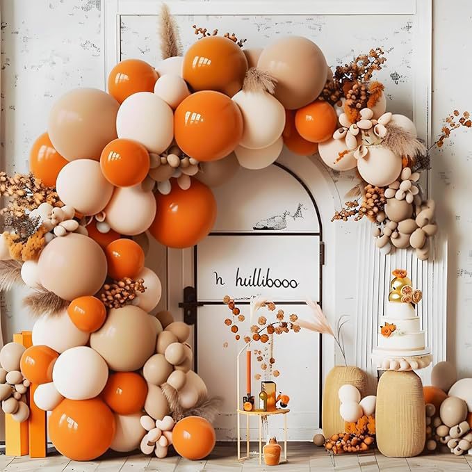 Retro Orange Balloon Arch Set Thanksgiving Balloon Chain Fall Theme Party Birthday Wedding Scene Layout Retro Orange Balloon Arch Set Thanksgiving Balloon Chain Fall Theme Party Birthday Wedding Scene Layout