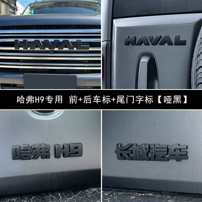 24 models of Haval H9 (second generation) with blacked-out front and rear emblems, brand new H9 lettering emblems, color change, original car cover, non-destructive modification (Car logo) - matte-blackfront-emblem-rear-emblem-tailgate-lettering-haval-h9