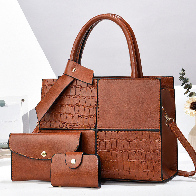 Bolsas de tres piezas, bolsas de moda de gran capacidad, bolsas de hombro, bolsas transfronterizas, bolsas de empalme con patrón de cocodrilo, atmósfera