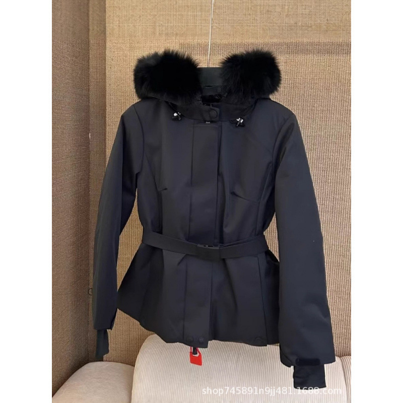Grenoble New Style Moncler down Jacket Ski Coat with Waist-Cinching Short Design, Fox Fur Hood, Thickened Slim-Fit Outerwear