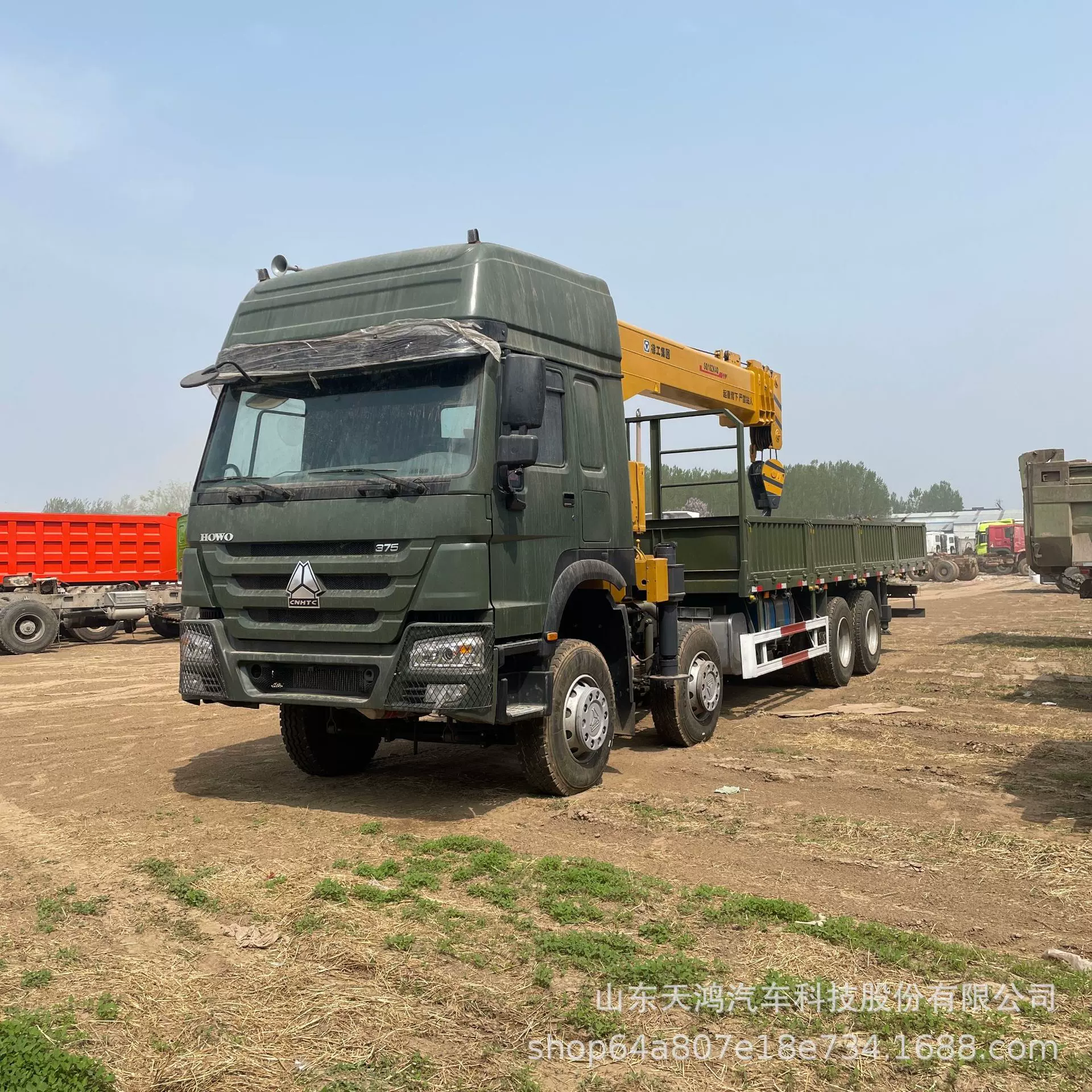 跨境供应重汽豪沃HOWO375  6x4  8X4随车吊工程卡车Truck crane