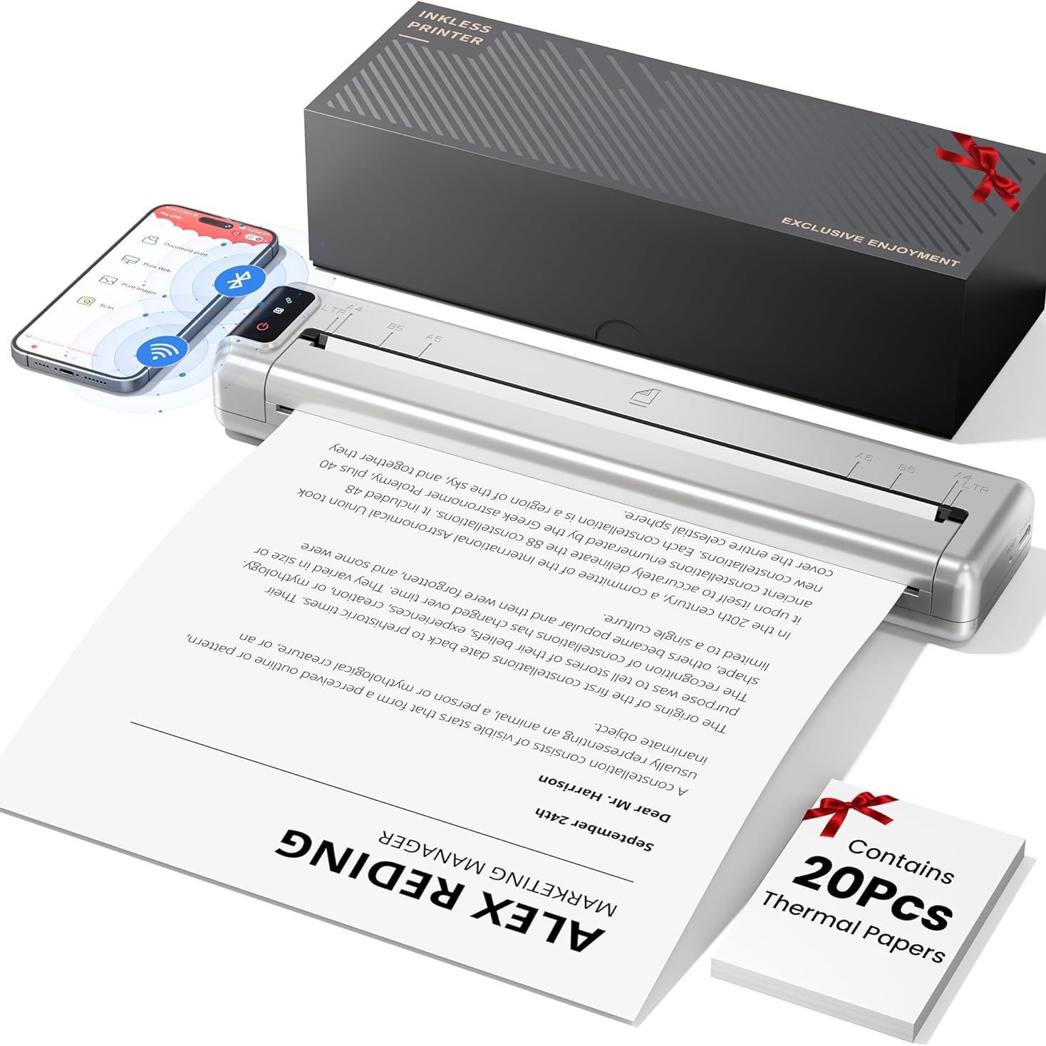 M03AS Impresora incorrecta de impresión Xiansen Versión en el extranjero del teléfono móvil Bluetooth Conexión sin tinta Máquina doméstica para estudiantes de 300DPI