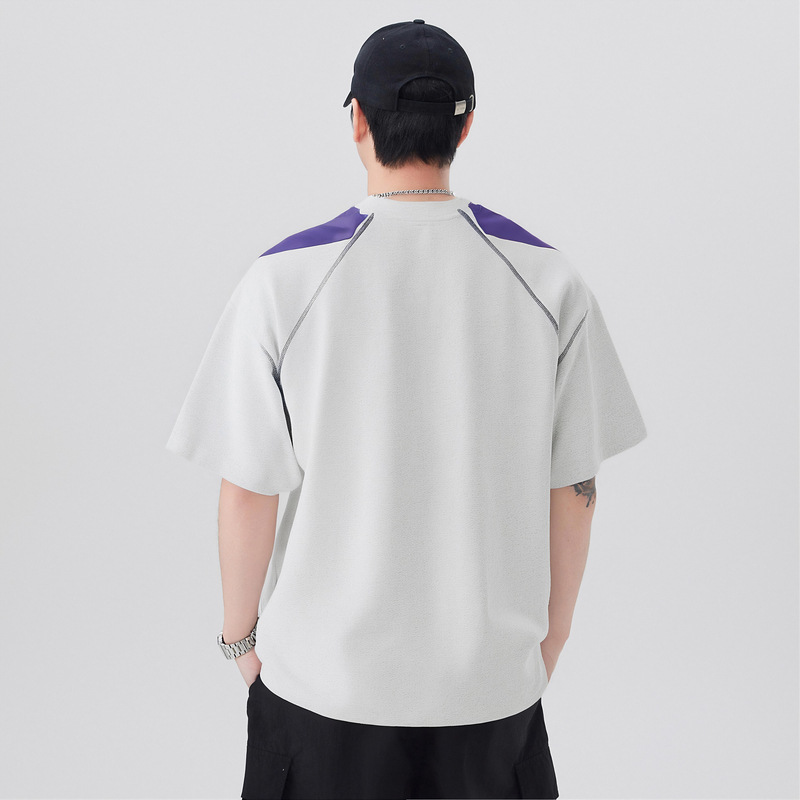 Color Block Patchwork Casual T-shirt For Men Raglan Short Sleeve_voghion.com