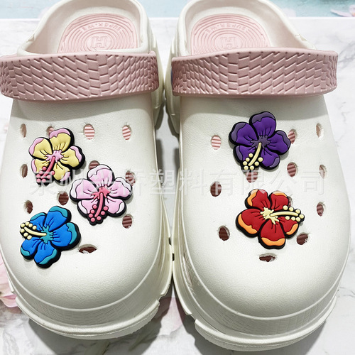 Cross-border best-selling Croc Flower Series hole shoes DIY accessory PVC soft rubber detachable shoe accessories Croc shoe flowers shoes