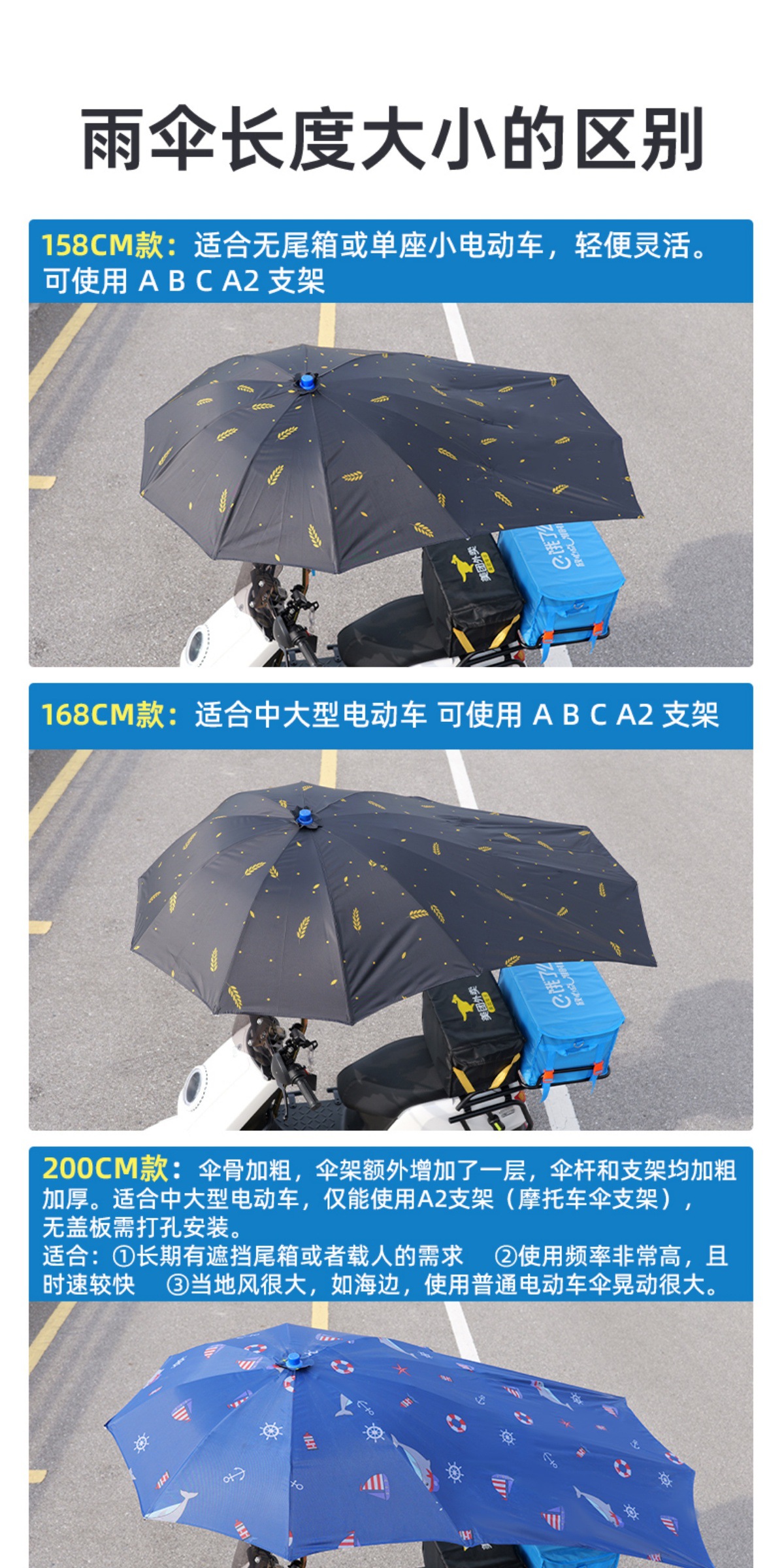 Special Oversized Electric Vehicle Umbrella for Takeout, Motorcycle Rainstorm Rider Express Folding Awning, Extended and Reinforced for Rain or Shine