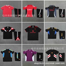 短袖足球服POLO衫休闲健身T恤比赛服复古棉T24-25-26曼联训练服