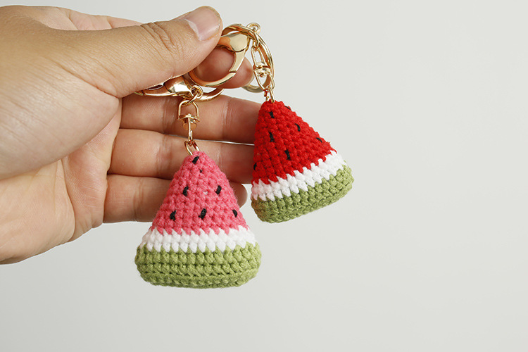 15g Weight Keychain Classification 1 Piece Quantity Daily Occasion yarn Material Watermelon Pattern Knitting Design Cute Style 1 Piece Cute Watermelon Yarn Knitting Keychain 8