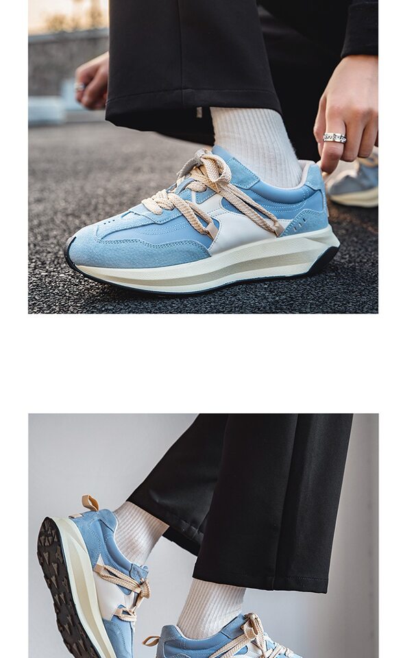 Giày sneaker nam phối màu , nhẹ thoáng khí, đế bệt — màu xanh, màu xám chi tiết 19