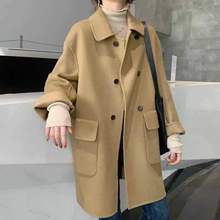 冬裝新款韓國東大門雙面羊絨大衣女中長款寬松小個子羊毛呢外套