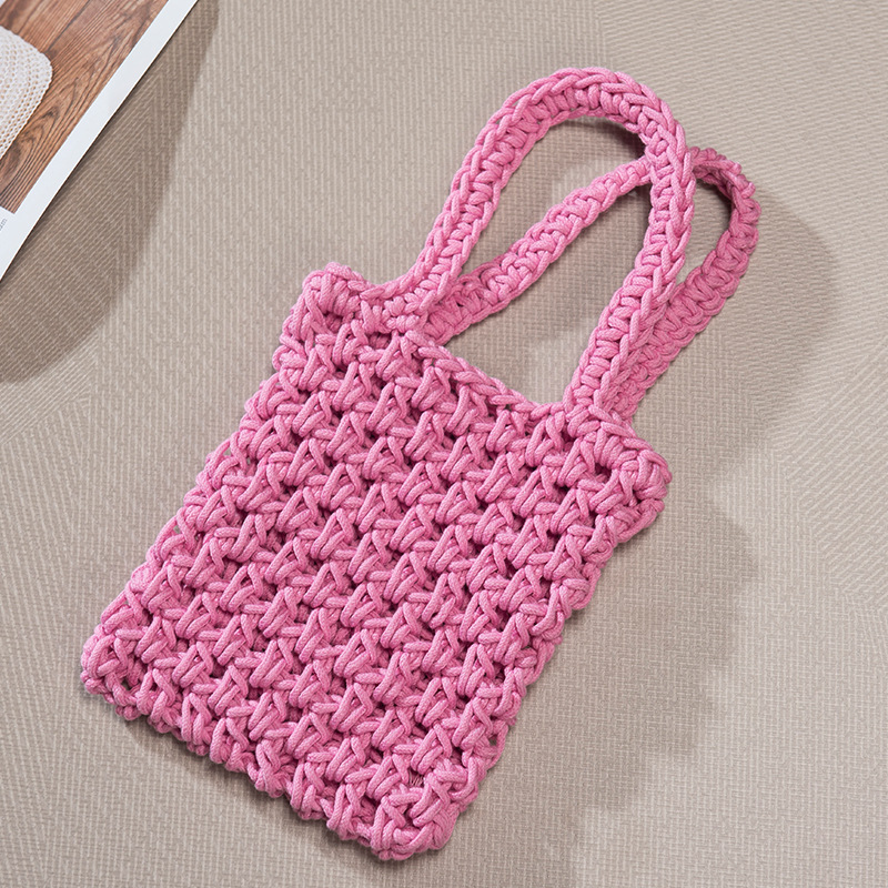 Redes de pesca perforadas tejidas a mano bolsos de teléfono móvil bolsos de moda casuales bolsos de playa de vacaciones de verano de punto