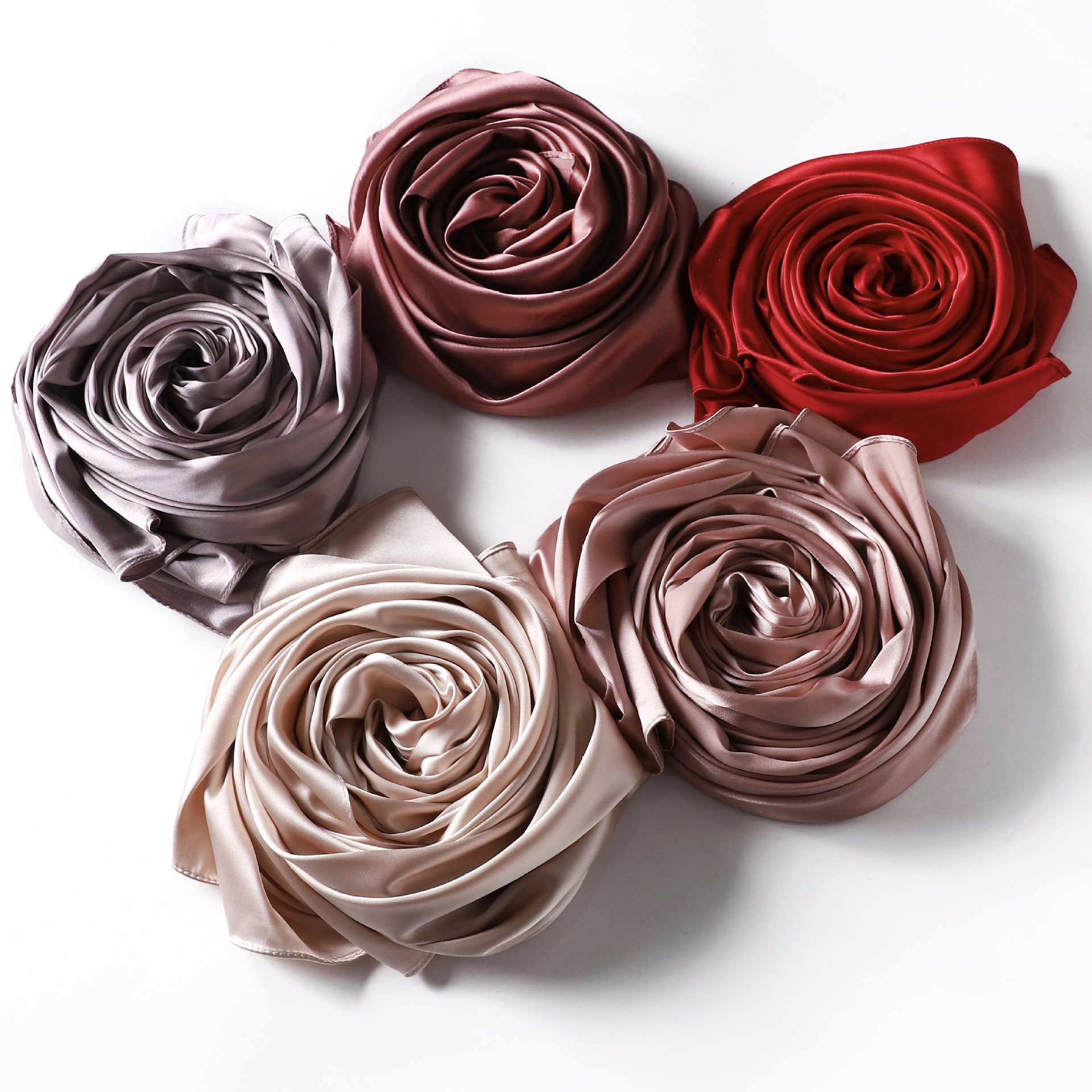 Solid Satin I mitation Long Indonesian Monochrome Pearl Color Ding Bag Headcloth Cover Women's Silk Scarf_voghion.com