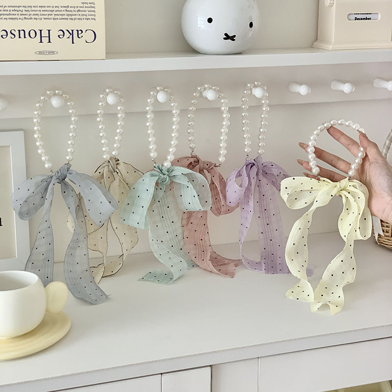 Collar de perlas, nuevo estilo, bufanda de seda, cinta, protección para el cuello multiusos, bufanda floral, diadema fresca pastoral femenina de verano, banda para el cabello