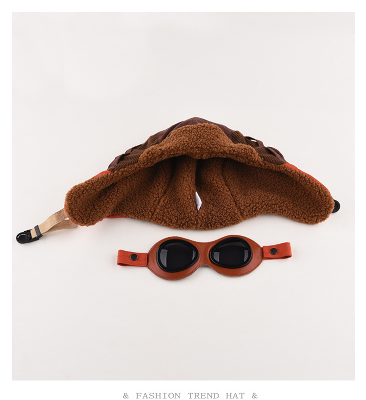 Versión coreana empalmada sombrero Lei Feng para hombres y mujeres, protección auditiva cálida para otoño e invierno, tira de pana para pilotos jóvenes,_voghion.com