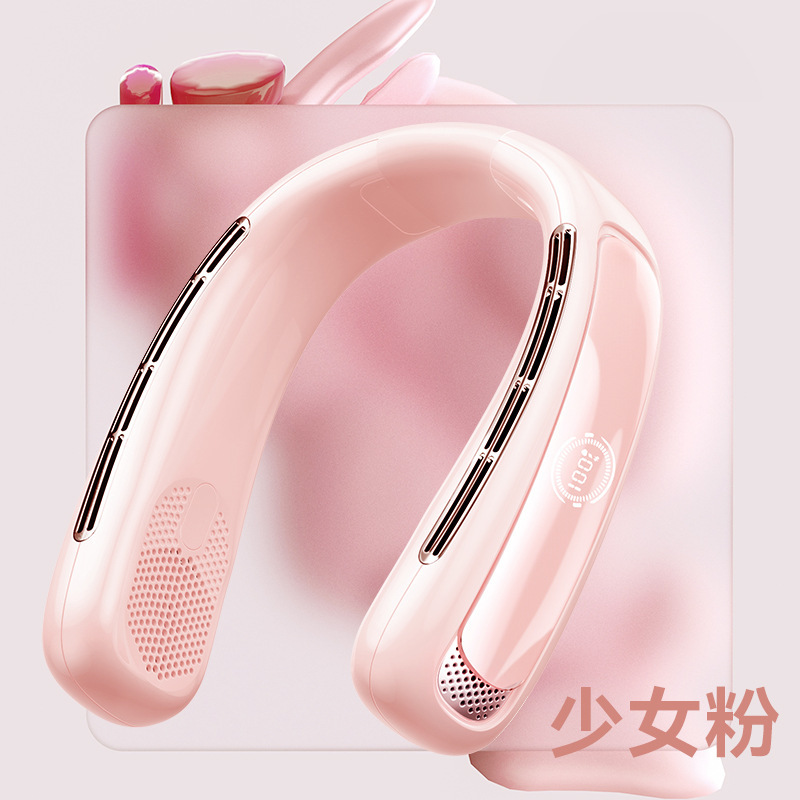 新しい首吊りファン USB 充電怠惰なポータブルハンドヘルド小型ファンオフィススポーツブレードレス首吊りファン|undefined