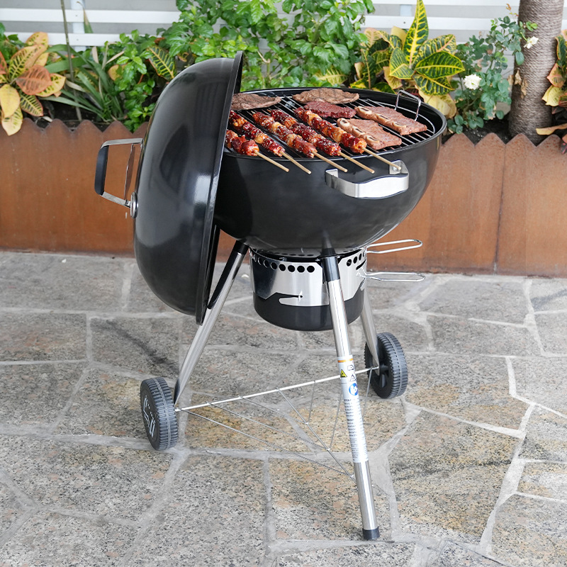 Foshan personalizado 22 pulgadas con ceniza horno de manzana parrilla al aire libre a prueba de viento horno de camping horno de parrilla de manzana portátil