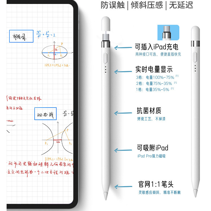 Adecuado para la segunda generación de Apple lápiz capacitivo iPad pen Apple Bluetooth pantalla eléctrica adsorción succión magnética carga escritura a mano