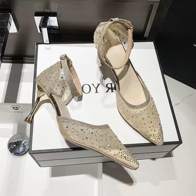 Фея ветровой кружевной башмак сандалии женские новые стили с сеткой пряжи с полыми наконечными каблуками