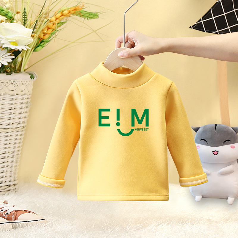 Otoño e invierno niños y niñas top de una pieza 3-9 años de edad media turtleneck bebé niños de terciopelo ropa interior térmica bottoming ropa infantil