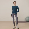 Navy blue top + gray purple pants
