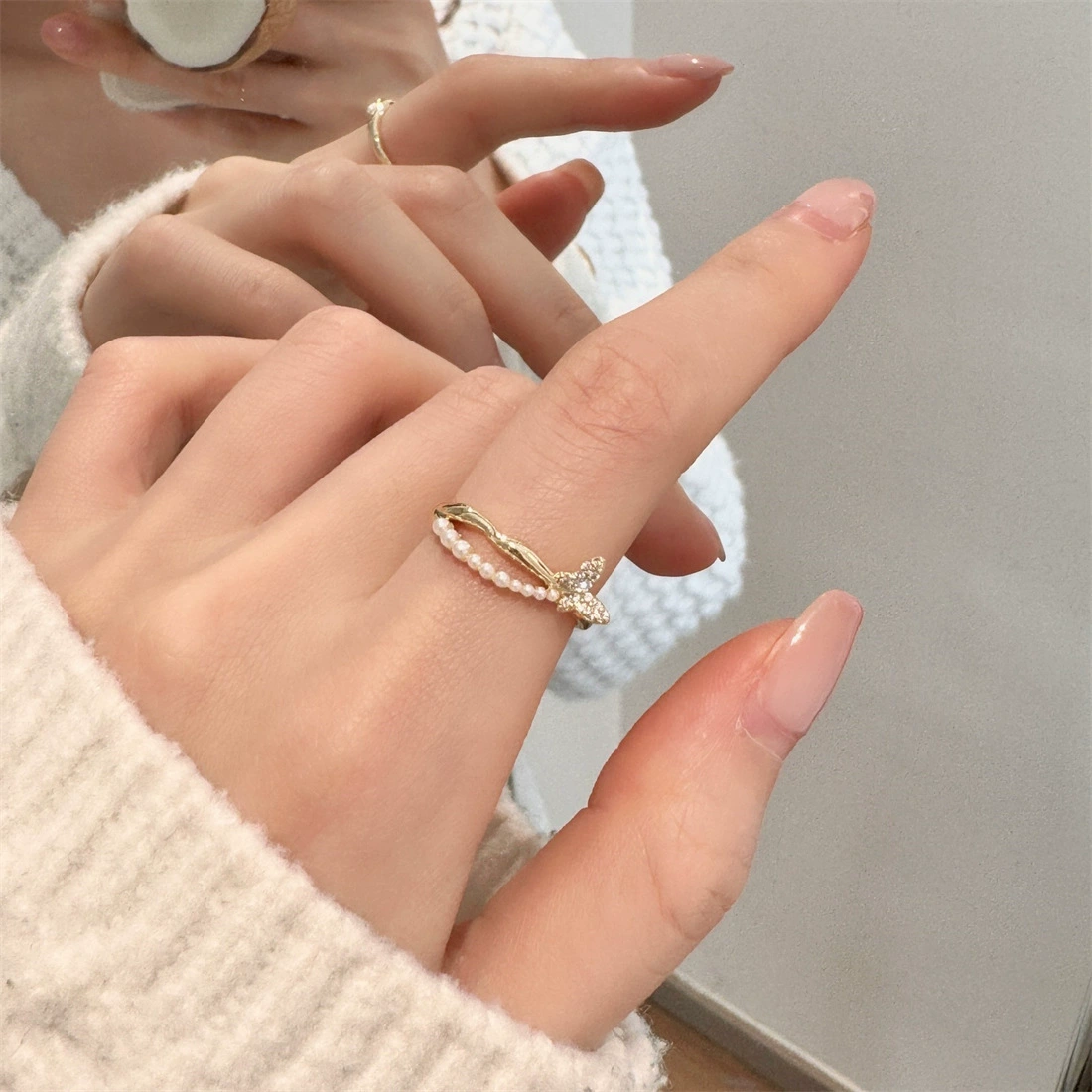 Кольцо (Brand zirconium) серебро 925 с жемчугом — лёгкая роскошь, качественное, не тускнеет