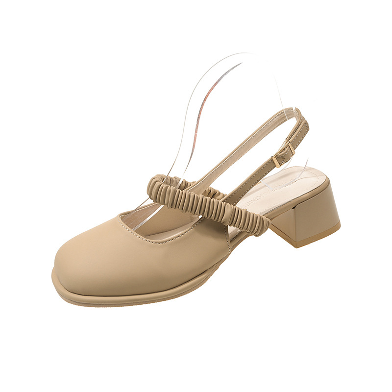 Ella, ella, la misma cabeza redonda, sandalias, zapatos casuales de tacones gruesos, zapatos casuales de una sola mujer, verano 2025, nuevo modelo WJY01BH3