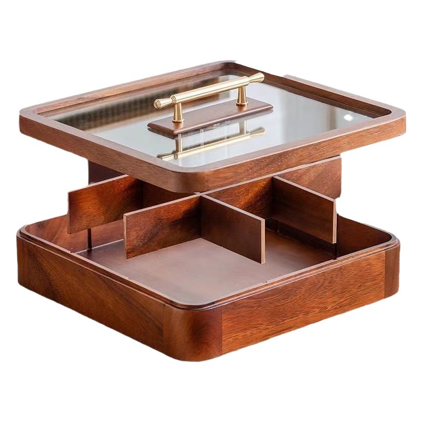 Nueva madera jiugongge caja de fruta seca hogar salón fruta merienda plato té postre tuerca