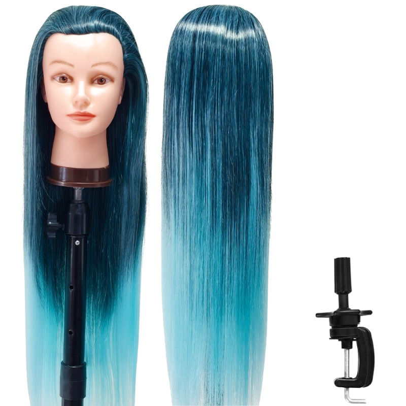 Training Head, modelo de peluca de seda de alta temperatura, práctica de cabeza, peluquería, corte de cabello, enseñanza, educación, modelo de cabeza de enseñanza