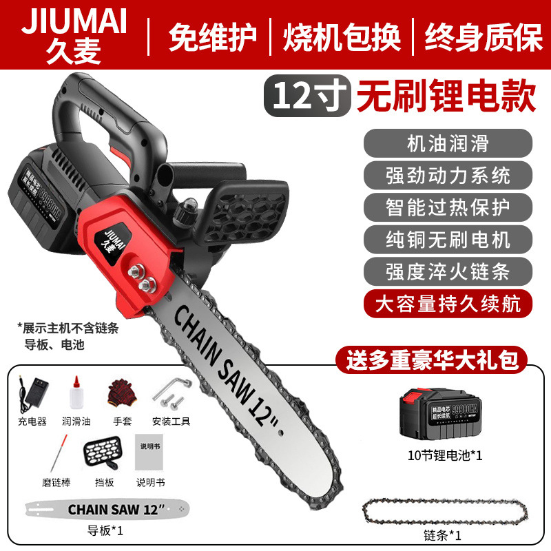 독일 Jiumai 순수 구리 브러시리스 고급 품질 제조 - 12inch 핫 세일 [10 섹션 199000H, 배터리 1개, 체인 1개]