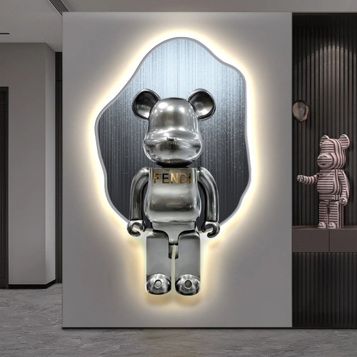 Violent Bear Hallway Decorative Painting Living Room Background Wall LED Wall Picture Light Corridor Passageway Luxury High-end Feeling Hanging Painting 