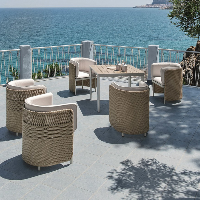 Mesas y sillas de ratán para exteriores, muebles de ocio al aire libre para patio, resistentes al sol y al agua, juego de mesa y sillas creativas para jardín y balcón. image 2
