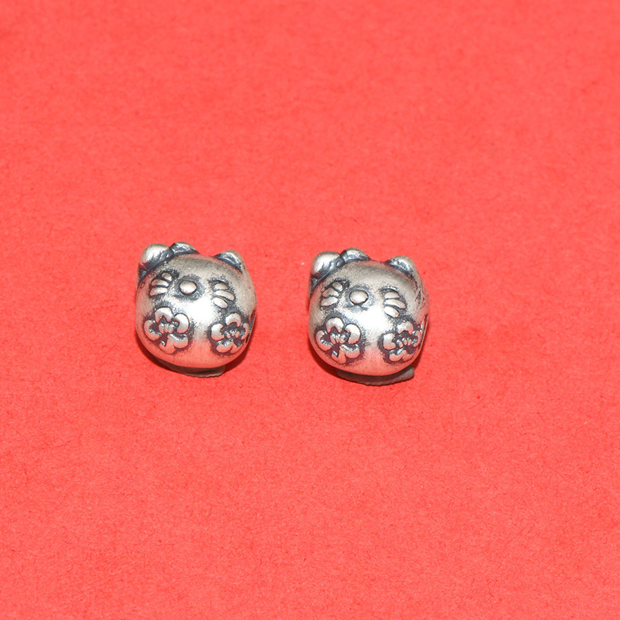 S99 Pure Silver Concave-Convex Spacer Beads with Six-Word Mantra, Loose Beads for DIY Handmade Beading, Stringing, and Barrel Bead Accessories
