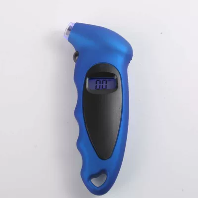 Portable Keychain Tire Pressure Meter Digital Display Measuring Car Tire Pressure Mini Tire Pressure Meter Tire Pressure Gauge (Air pressure gauge/tire pressure gauge) - blue-with-battery