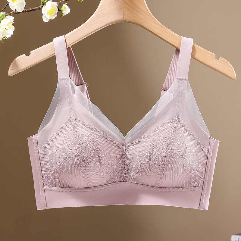 2025新品10A抗菌蚕丝乳胶养护内衣舒适轻薄大胸显小聚拢大码文胸|undefined