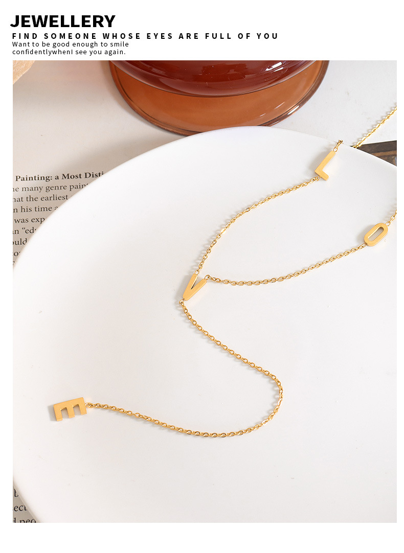 1 Piece Retro Geometric Letter Titanium Steel Sweater Chain_colorza_5