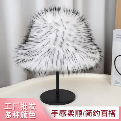 冬季帽子渔夫帽女高级感圆顶显脸小盆帽仿皮草加厚保暖毛绒帽子