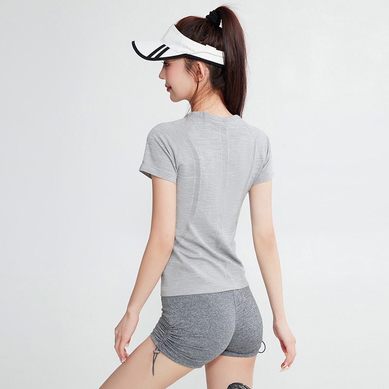 运动短袖瑜伽服女夏季快干透气跑步普拉提瑜伽服健身上衣运动套装|undefined