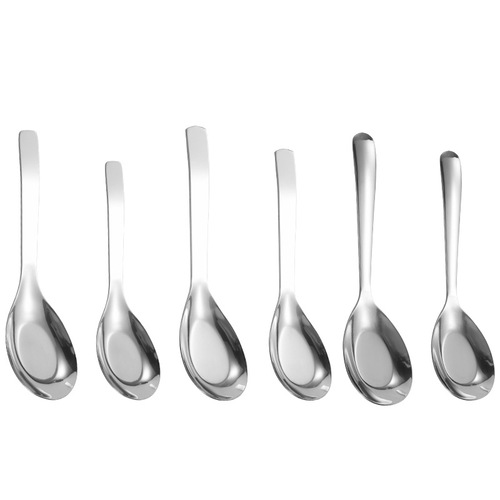 Stainless steel spoon flat bottom spoon household thickened rice spoon spoon hotel canteen spoon hotel tableware