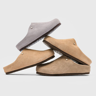 Summer Breathable Lazy Slip-On Boken Shoes Men's Flats Casual Outer Wear Half-Cap Toe Slippers 45370-R