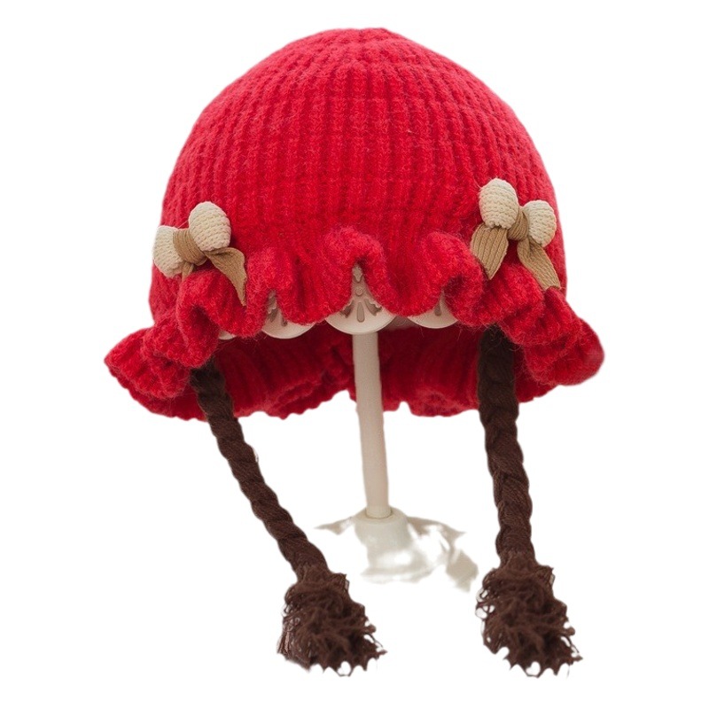 Autumn and Winter new baby hat ear protection wool knitted cute wig infant pullover warm windproof thickened