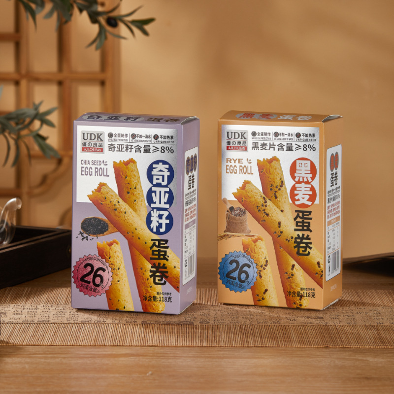 优之良品蛋卷黑麦奇亚籽味118g 糕点传统美味早餐休闲美食