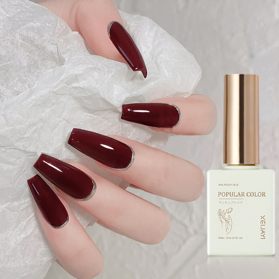 2023 new white wine red nail polish glue nail polish nail polish for shop opening long-lasting firm Nail Polish glue