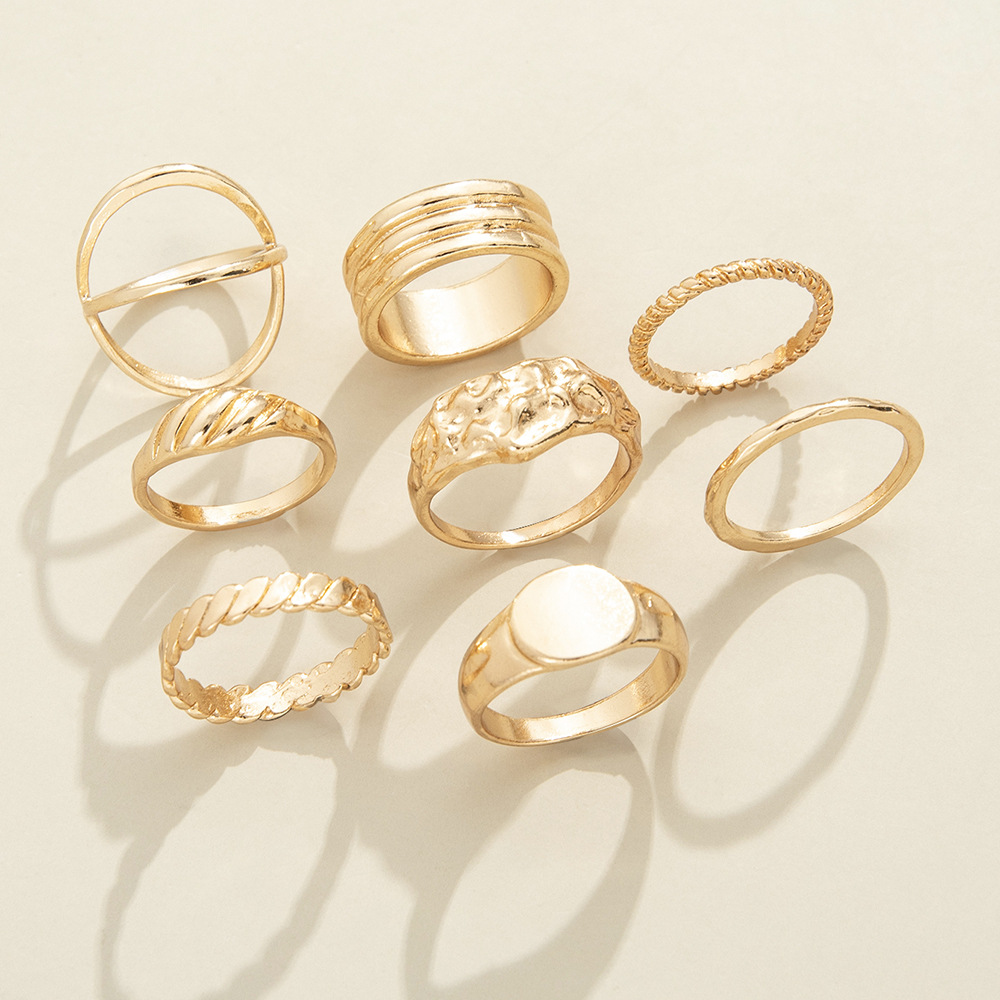 Persönlichkeit Einfache Mode Unregelmäßiger Ring Metall-joint-ring Acht Sätze display picture 9