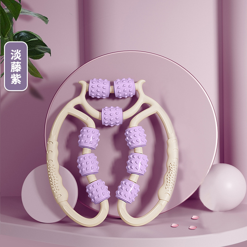 Ring leg clip leg clip calf massager yoga roller clip muscle relaxation six-wheel leg massager