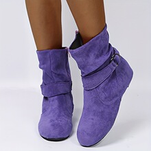 C 73820 Suede flat belt buckle short boots ����ƽ��Ƥ���۶�