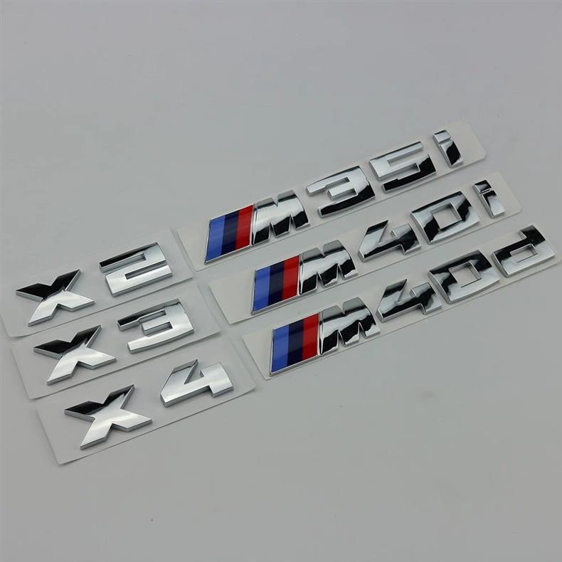 Suitable for BMW X2, X3, X4, X5, M35i, M40i, M40d, and M50i models; used for modifying the rear emblems and engine displacement badges