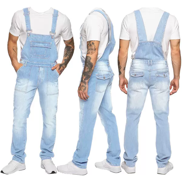 Work Pants European and American Cross-Border Foreign Trade Men's Casual Multi-Pocket Stretch Slim-Fit Long Pants Cross-Border Men's Denim Overalls